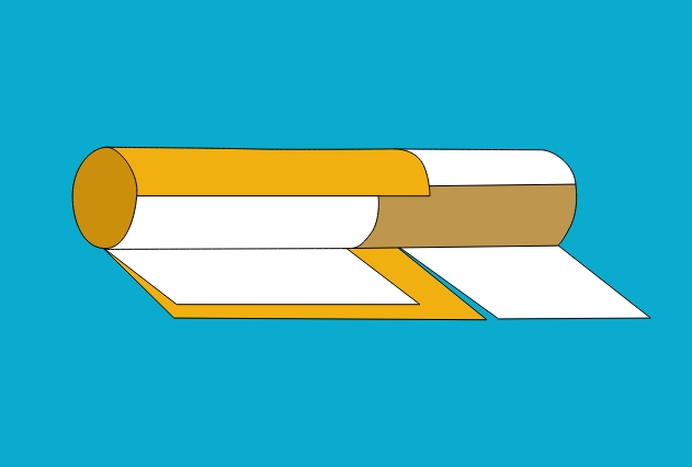 Illustration som visar hur ett cigarettfilter är uppbyggt